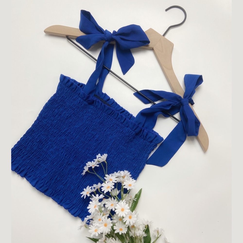 Royal Blue Smocked Crop Top